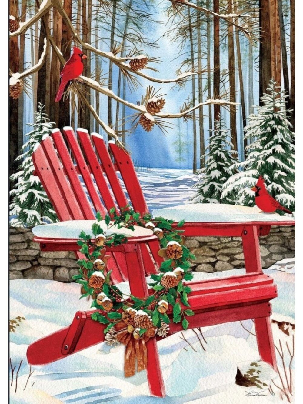 Custom Decor Winter Adirondack 28''x40'' House Flag Cardinal Christmas Nature